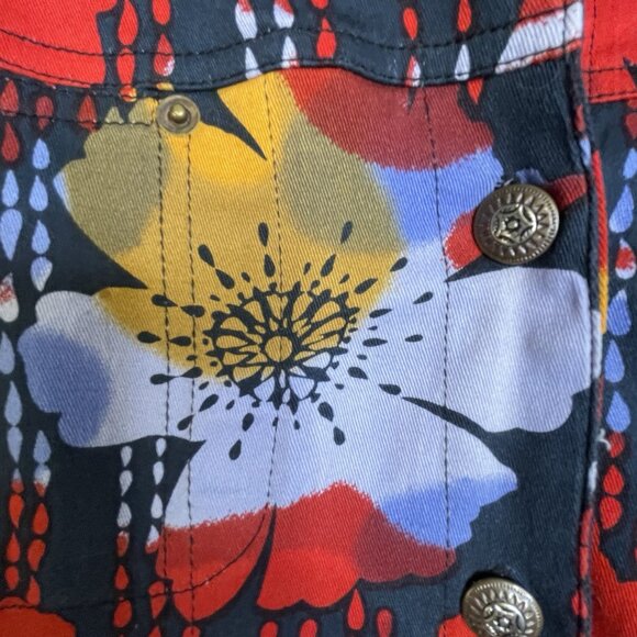 VTG Kaktus Jacket Size XL Wearable Art To Wear Abstract Button Up Red Floral - Picture 5 of 14